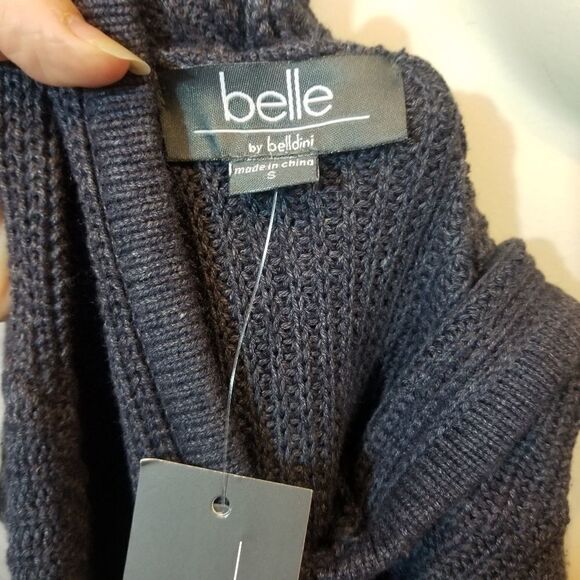 SWEATER SALE 3/$30 Belle Navy & White Tie Dye Knit Hoodie Sz Small - Picture 4 of 5